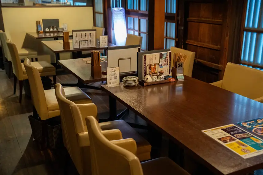 Tables set with our photo menu